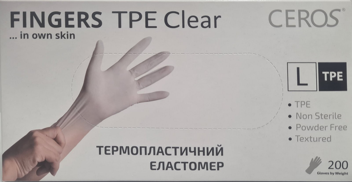 Рукавиці FINGERS TPE Clear (термопластичний еластомер) L - зображення 1