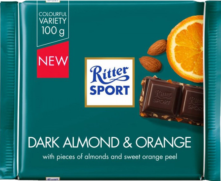 Шоколад Ritter Sport Темный с миндальным орехом и апельсином 100 г ...