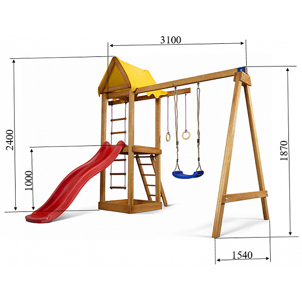 Дитячий ігровий комплекс Baby Sport SB Babyland №18 Натуральне дерево 310х180х240 см (Babyland-18) - зображення 4