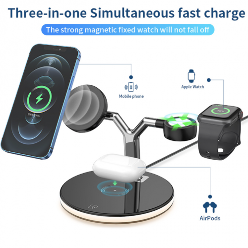 Зарядное устройство Bonola 3-in-1 Wireless Charging Station Dock Magnetic charging 25w White - Фото 3 Зарядное устройство Bonola 3-in-1 Wireless Charging Station Dock Magnetic charging 25w White - изображение 3