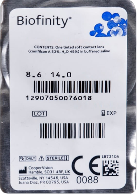 Контактные линзы Cooper Vision Biofinity BC=8.6 DIA=14.0 PWR=-1.50 1 ...