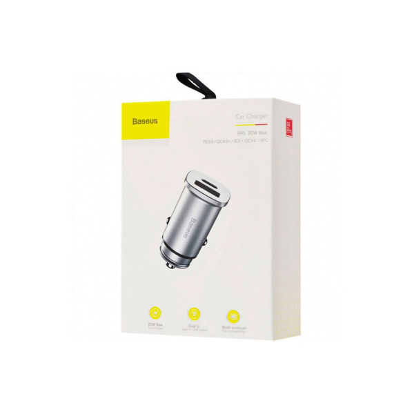 АЗУ QC 4.0 Baseus Square Metal (30W / PD3.0) / 1USB+1Type-C Silver - Фото 3 АЗУ QC 4.0 Baseus Square Metal (30W / PD3.0) / 1USB+1Type-C Silver - изображение 3