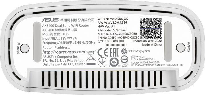 Маршрутизатор ASUS ZenWiFi XD6 1PK white AX5400 1xGE LAN 3x1GE WAN