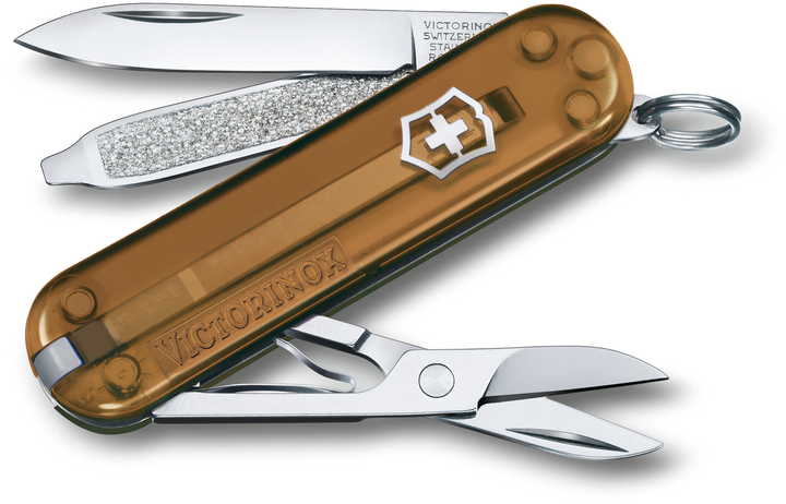 Складной нож Victorinox CLASSIC SD Colors Chocolate Fudge 58мм/1сл/7функ/кор.прозр /ножн Vx06223.T55G - зображення 1