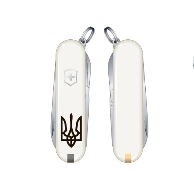 Складной нож Victorinox CLASSIC SD UKRAINE 58мм/1сл/7предм/бел /ножн /Трезубец.черн. Vx06223.7R1 - зображення 1