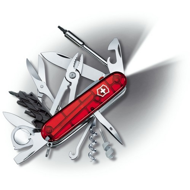 Складной нож Victorinox CYBERTOOL LITE 91мм/36функ/крас.прозр /штоп/ножн/плоск/лупа/LED/отверт2/биты Vx17925.T - изображение 1