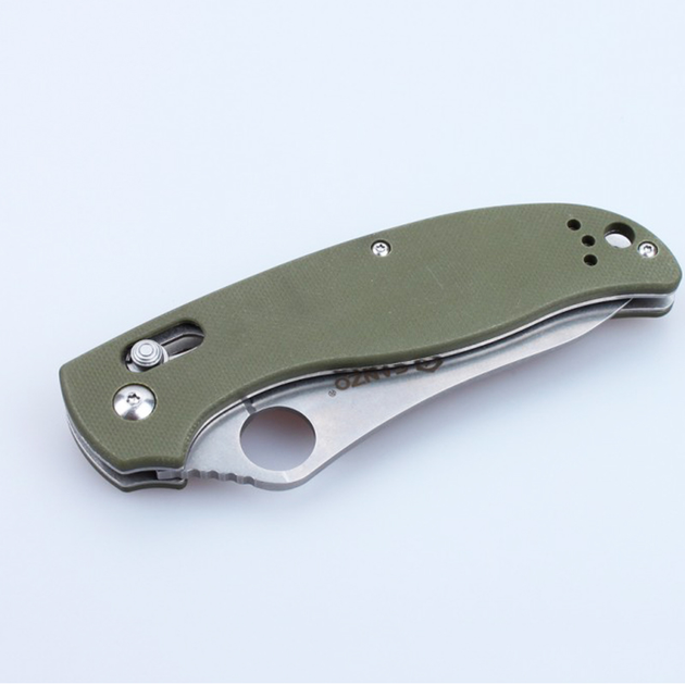Нож складной Ganzo G733 (длина: 215мм, лезвие: 91мм, сатин), зеленый - изображение 2