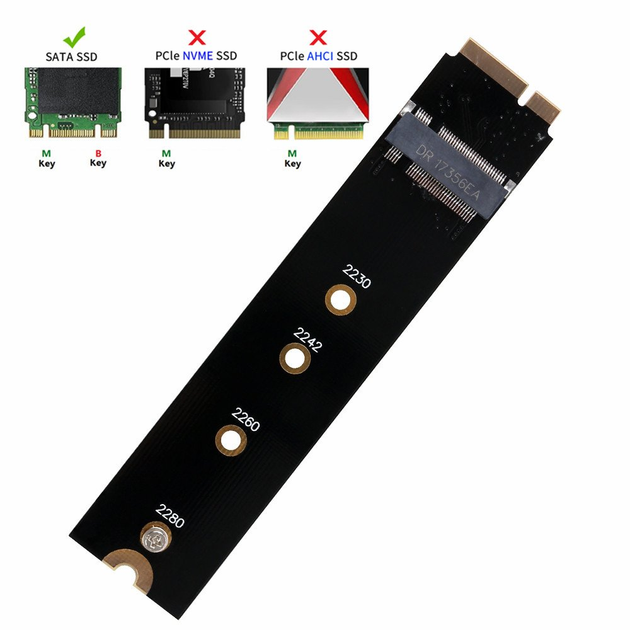 Адаптер на макбук переходник M.2 NGFF SSD to 7+17pin 2012 MacBook Air ...