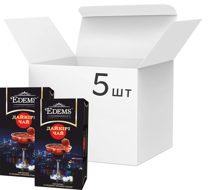 Акция на Упаковка чорного пакетованого чаю Edems Дайкірі 5 пачок по 25 пакетиків от Rozetka