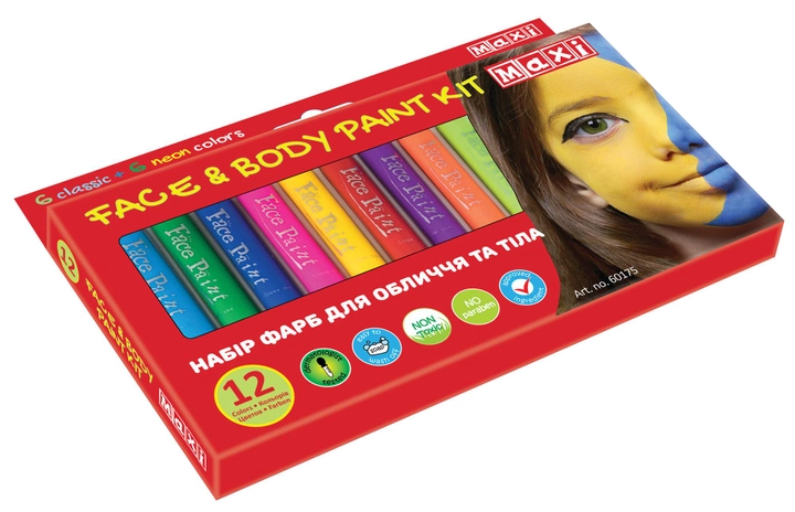Набор красок для лица и тела MAXI в форме карандаша 12 цветов (MX60175) - изображение 1
