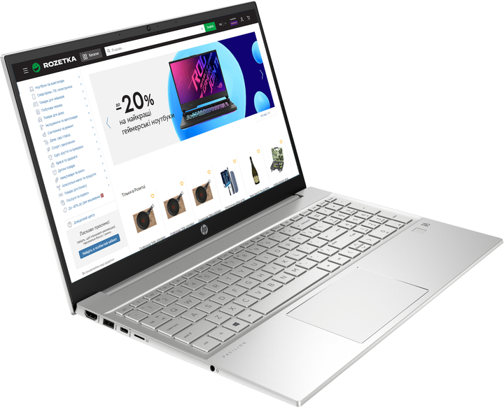 Ноутбук HP Pavilion 15-eh1108ua (4A7N4EA ) Silver / AMD Ryzen 7 5700U / RAM 16 ГБ / SSD 512 ГБ / Подсветка клавиатуры - изображение 2