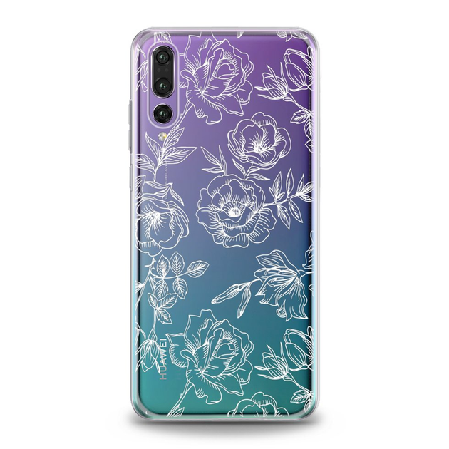 Чехол силиконовый для Huawei (Белые розы) Y6 (2018) хуавей ю silicone ...
