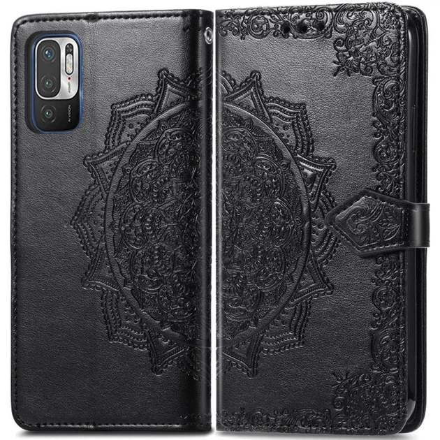 Кожаный чехол-книжка Epik Art Case с визитницей для Xiaomi Redmi Note 10 5G / Poco M3 Pro Черный - изображение 2