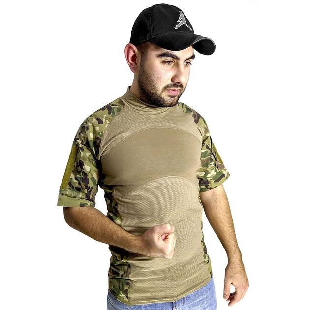 Тактическая футболка с коротким рукавом Lesko A424 Camouflage XL потоотводящая армейская камуфляжная (SKU_4253-12427) - изображение 1