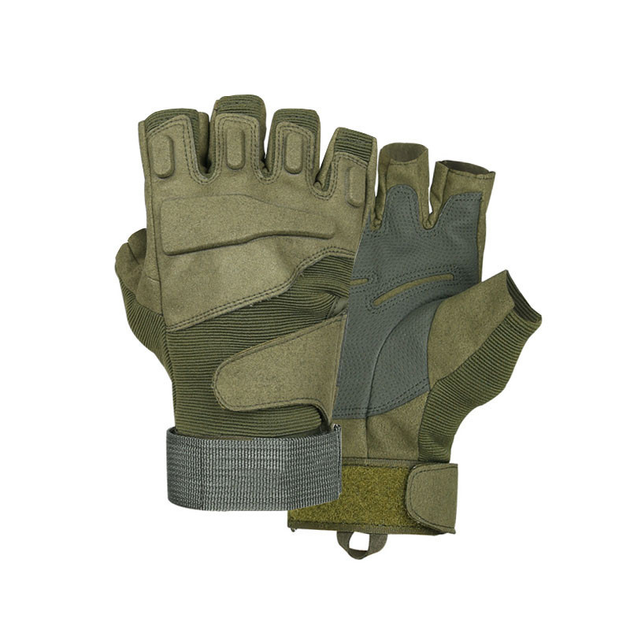 Безпалі рукавички Lesko E302 Green M без пальців армійські військові тактичні (SKU_7331-27162) - зображення 1