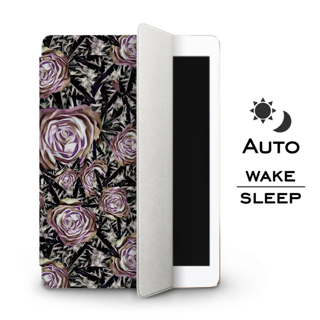Чехол книжка, обложка для Apple iPad (Темные розы паттерн) модели Air 9 ...