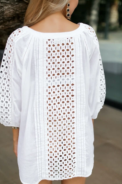 Туніка жіноча сорочка для пляжу з мереживом Fresh Cotton 330 F-1c 46(L) Білий - зображення 3