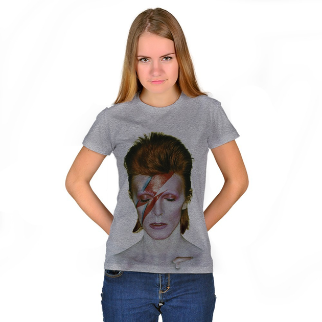 Футболка Fanbolka David Bowie Дэвид Боуи XXL Темно-серая меланжевая ...