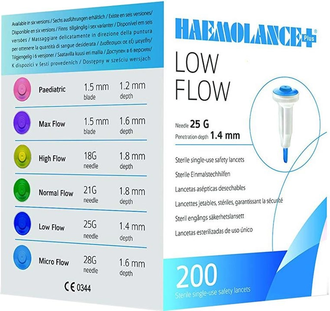 Ланцеты стерильные одноразовые Haemolance Plus Low Flow Игла 25G Глубина проникновения 1.4 мм тип 420 №200 (503124) - изображение 2