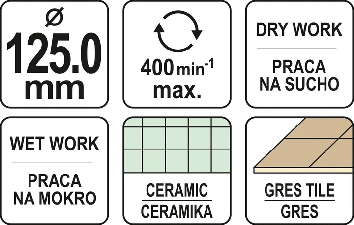 Wiertło koronowe diamentowe do gresu i ceramiki YATO 125 mm (YT-60436) - obraz 4