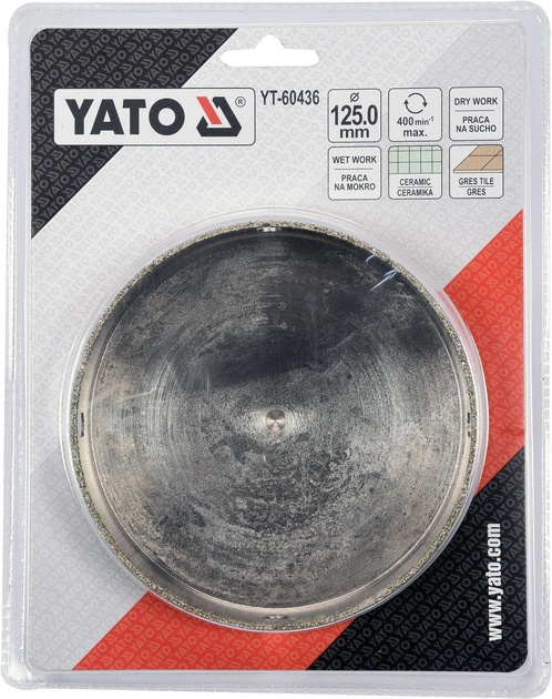 Wiertło koronowe diamentowe do gresu i ceramiki YATO 125 mm (YT-60436) - obraz 3