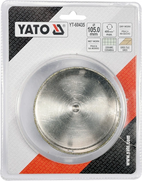 Wiertło koronowe diamentowe do gresu i ceramiki YATO 105 mm (YT-60435) - obraz 3