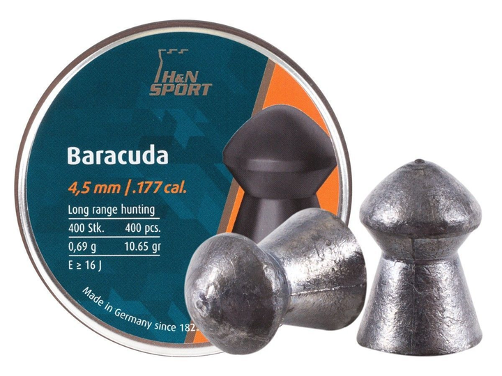 Пули пневматические (для воздушки) 4,5мм 0,69г (400шт) H&N Baracuda. 14530270 - изображение 1