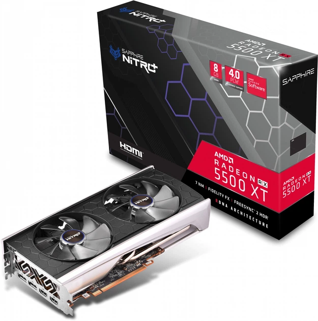 グラフィックボード・グラボ・ビデオカード Sapphire Radeon RX 5500 XT Видеокарта Sapphire PCI-Ex Radeon RX 5500 XT NITRO+ 8GB GDDR6