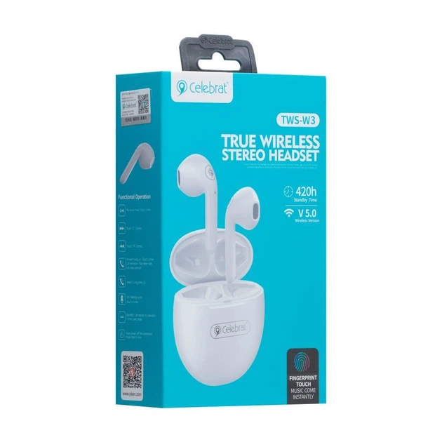 Наушники Bluetooth Celebrat TWS-W3 White (27731) - изображение 2