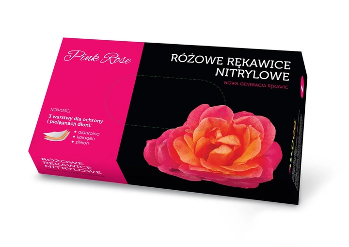 Рукавички нітрилові, рожеві Pink Rose - 100 шт/уп, M - зображення 1