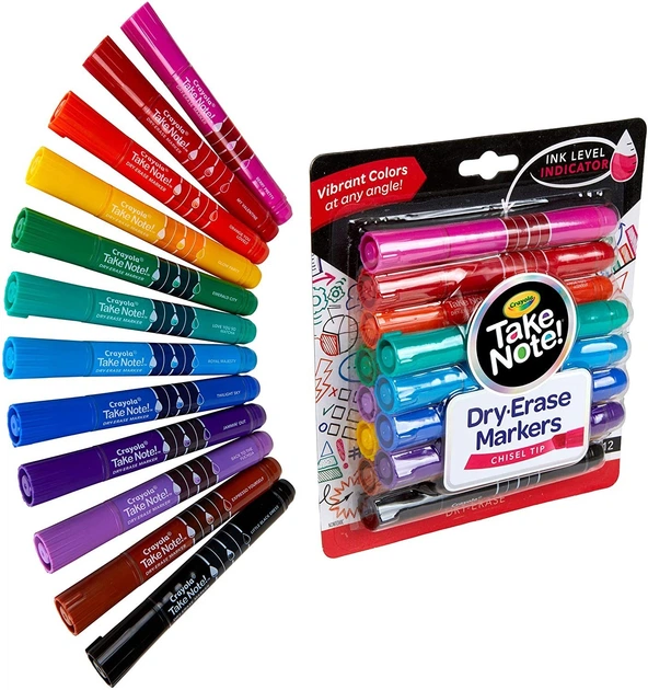Набір маркерів сухого стирання Crayola Take Note! Low Odor Dry Erase Markers 12 шт. (58-6545) - зображення 2