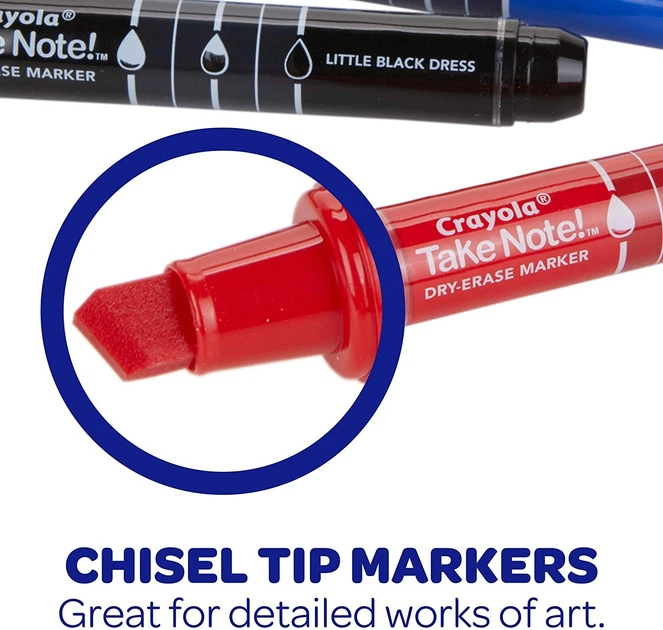 Набір маркерів сухого стирання Crayola Take Note! Low Odor Dry Erase Markers 12 шт. (58-6545) - зображення 4
