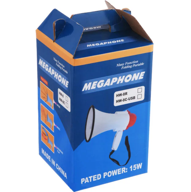 Громкоговоритель MEGAPHONE HW-8C ручной мегафон рупор + функция записи и повторного воспроизведения Бело-красный (12529) - Фото 1 Громкоговоритель MEGAPHONE HW-8C ручной мегафон рупор + функция записи и повторного воспроизведения Бело-красный (12529) - изображение 1