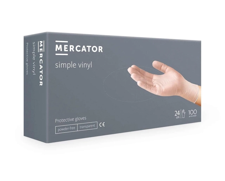 Перчатки винил не опудренные прозрачные S Simple Vinyl Mercator Medical - изображение 1