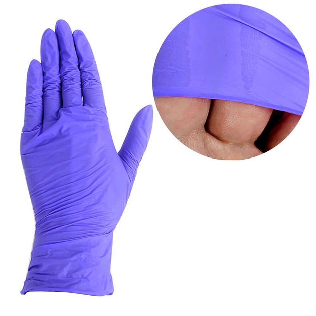 Перчатки UNEX нитриловые без талька фиолетовые размер L 100 шт (0098636) - изображение 1