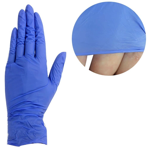 Перчатки нитриловые без талька голубой размер L 100 шт (30018488024) (0090907) - изображение 1