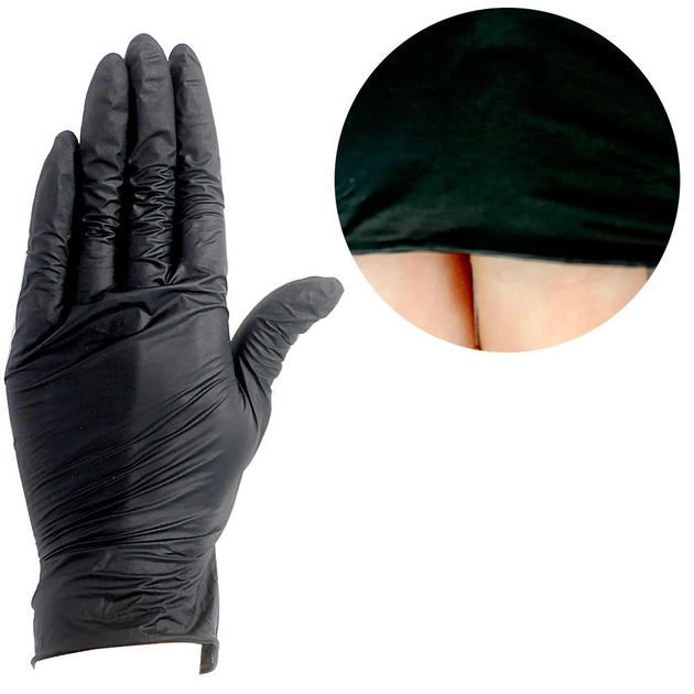 Рукавички UNEX нітрилові без тальку (набір рукавичок), чорний, розмір M, 100 шт (0092596) - зображення 1
