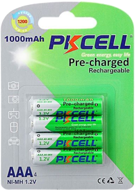  PkCell 1.2V AAA 1000 мАч NiMH Already Charged 4 шт (PC .