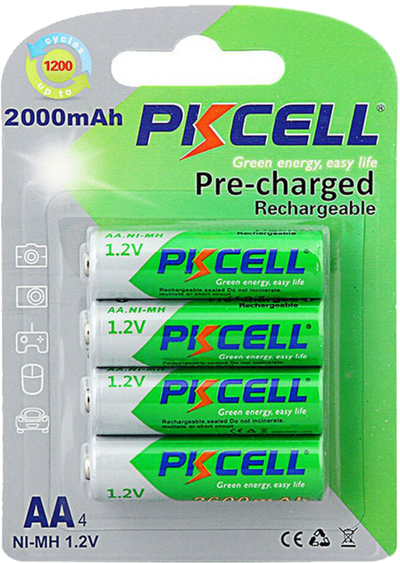 Аккумулятор PkCell 1.2V AA 2000 мАч NiMH Already Charged 4 шт (PC ...