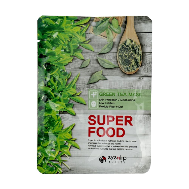 Маска для обличчя тканинна EYENLIP Super Food Green Tea Mask (8809555251415) (0091920) - зображення 1