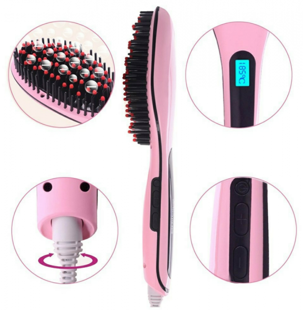 Гребінець випрямляч Fast Hair Straightener, гофре плойка прасок для волосся, праска для вирівнювання - зображення 8