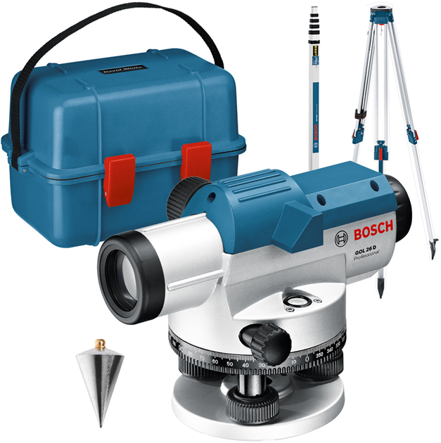 Оптичний нівелір Bosch GOL 26D + будівельний штатив BT160 + вимірювальна рейка GR500 (0601068002) - зображення 2