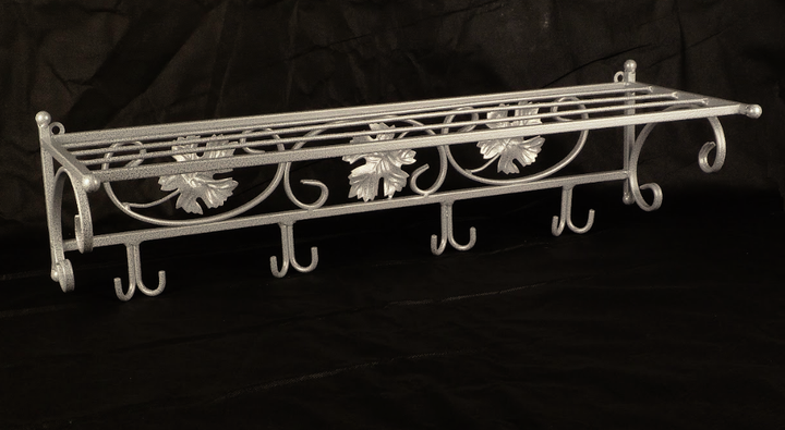 Комплект полка для обуви Ferrum Soft White Silver и вешалка настенная Ferrum Venice White Silver металлические кованые, обувница, в прихожую - зображення 4