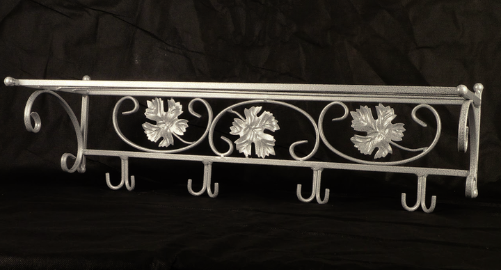 Комплект полка для обуви Ferrum Soft White Silver и вешалка настенная Ferrum Venice White Silver металлические кованые, обувница, в прихожую - зображення 6