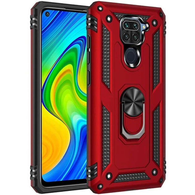 Ударопрочный чехол Serge Ring for Magnet для Xiaomi Redmi Note 9 / Redmi 10X Красный Без бренда - изображение 2
