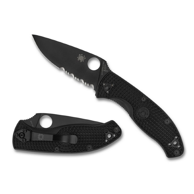 Ніж складний Spyderco Tenacious Black Blade FRN, напівсерейтор (C122PSBBK) - изображение 1