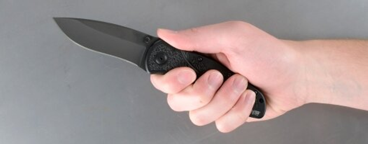 Нож KAI Kershaw Black Blur (Sandvik 14C28N, черное покрытие, подпружинен) - изображение 1