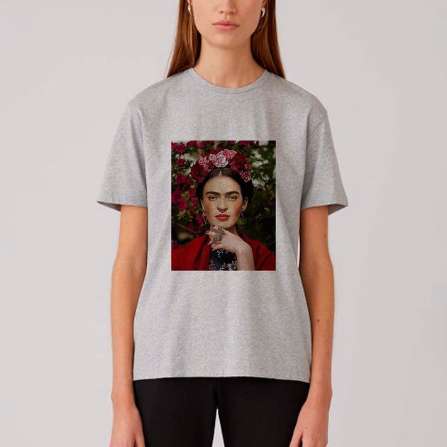 Футболка Fanbolka Фрида Кало 2 L Светло-серая меланжевая (76UNASL ...