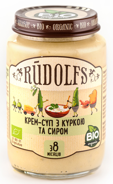 Упаковка пюре органического Rudolfs Крем-суп с курицей и сыром 190 г х 6 шт (14751017940973) 