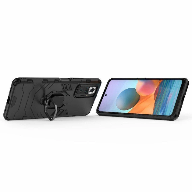 Чохол Iron Ring для Xiaomi Redmi Note 10 Pro захисний бампер з підставкою Black - Фото 2 Чохол Iron Ring для Xiaomi Redmi Note 10 Pro захисний бампер з підставкою Black - зображення 2